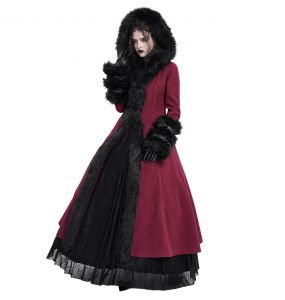 Manteau à Capuche 'Red Frozen' Rouge et Noir