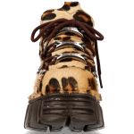 Brown Leopard Fur New Rock Metallic Shoes