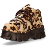 Brown Leopard Fur New Rock Metallic Shoes