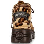 Brown Leopard Fur New Rock Metallic Shoes
