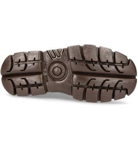 Chaussures New Rock Metallic en Fourrure Léopard Marron