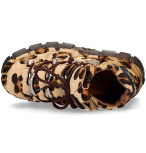 Brown Leopard Fur New Rock Metallic Shoes