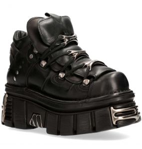 Black Nomada Leather New Rock Metallic Shoes