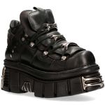 Black Nomada Leather New Rock Metallic Shoes