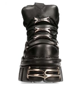 Chaussures New Rock Metallic en Cuir Nomada Noir