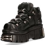 Chaussures New Rock Metallic en Cuir Nomada Noir