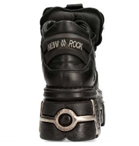 Chaussures New Rock Metallic en Cuir Nomada Noir