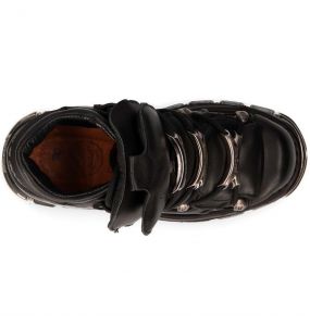 Chaussures New Rock Metallic en Cuir Nomada Noir
