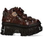 Burgundy Leather New Rock Fire Metallic Shoes