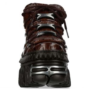 Burgundy Leather New Rock Fire Metallic Shoes