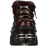 Burgundy Leather New Rock Fire Metallic Shoes