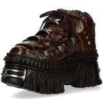Burgundy Leather New Rock Fire Metallic Shoes