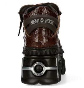 Burgundy Leather New Rock Fire Metallic Shoes