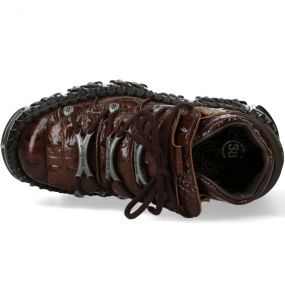 Burgundy Leather New Rock Fire Metallic Shoes