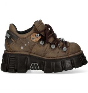 Chaussures New Rock Metallic en Cuir Marron