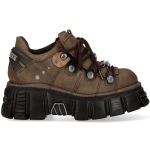 Brown Leather New Rock Metallic Shoes