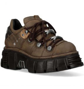 Chaussures New Rock Metallic en Cuir Marron