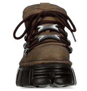 Brown Leather New Rock Metallic Shoes
