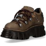 Brown Leather New Rock Metallic Shoes