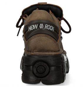 Chaussures New Rock Metallic en Cuir Marron