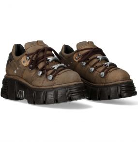 Chaussures New Rock Metallic en Cuir Marron