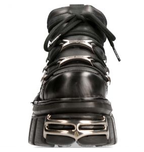Black Itali Leather New Rock Metallic Shoes