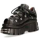 Chaussures New Rock Metallic en Cuir Itali Noir