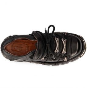 Chaussures New Rock Metallic en Cuir Itali Noir