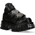Black Leather New Rock Fire Metallic Shoes