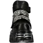 Black Leather New Rock Fire Metallic Shoes