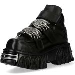 Black Leather New Rock Fire Metallic Shoes