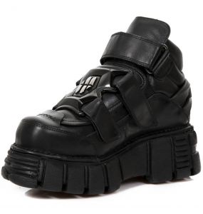 Chaussures New Rock Metallic en Cuirs Nomada et Itali Noirs