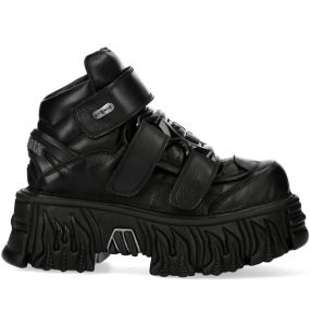 Chaussures New Rock Metallic Fire en Cuirs Itali et Nomada Noirs