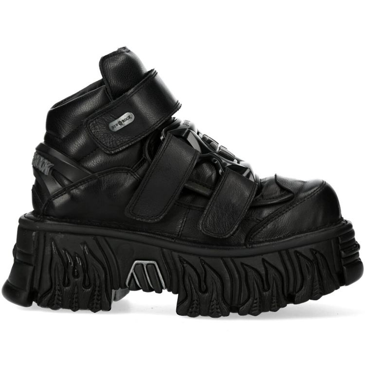 Chaussures New Rock Metallic Fire en Cuirs Itali et Nomada Noirs