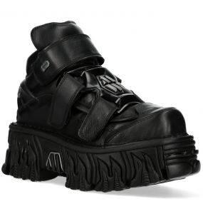 Black Itali and Nomada Leather New Rock Fire Metallic Shoes