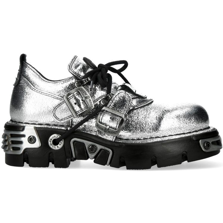 Silver Leather New Rock Metallic Shoes
