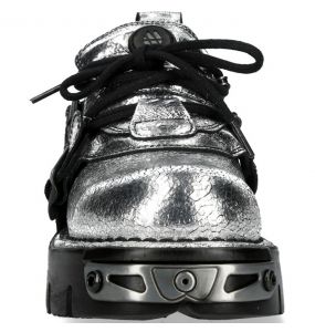 Silver Leather New Rock Metallic Shoes