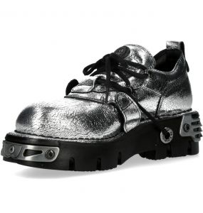 Silver Leather New Rock Metallic Shoes