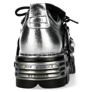 Silver Leather New Rock Metallic Shoes