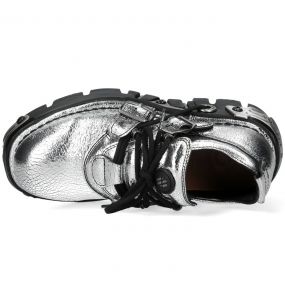 Silver Leather New Rock Metallic Shoes