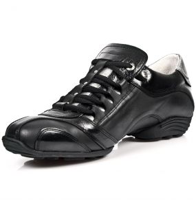 Black and Silver Leather New Rock ABS Sneakers