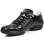 Black and Silver Leather New Rock ABS Sneakers