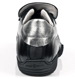 Black and Silver Leather New Rock ABS Sneakers