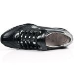 Black and Silver Leather New Rock ABS Sneakers