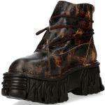 Brown and Golden New Rock Fire Platform Ankle Boots