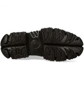 Bottines Plateformes New Rock Fire en Cuir Marron et Or