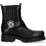 Black Itali Leather New Rock Motorcycle Ankle Boots