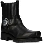Black Itali Leather New Rock Motorcycle Ankle Boots