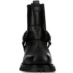 Black Itali Leather New Rock Motorcycle Ankle Boots