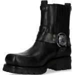 Black Itali Leather New Rock Motorcycle Ankle Boots